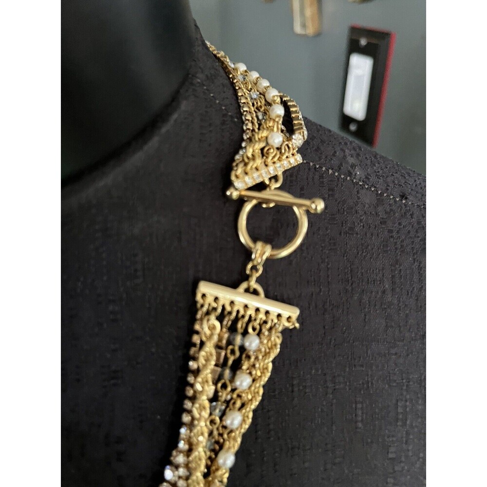 Statement Layered Multi Strand Chain & Rhinestone… - image 6